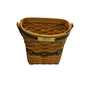 1998 Longaberger Glad Tidings Basket Green Trim 8.75"L x 6"W x 9"H